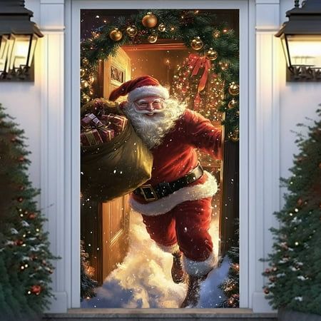 an image of santa claus coming out of the door