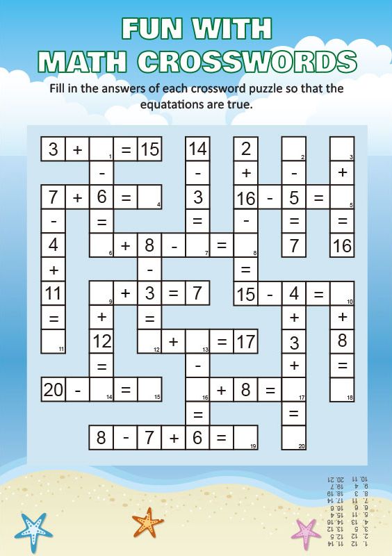 a crossword puzzle with numbers and stars on the beach, in front of an ocean background