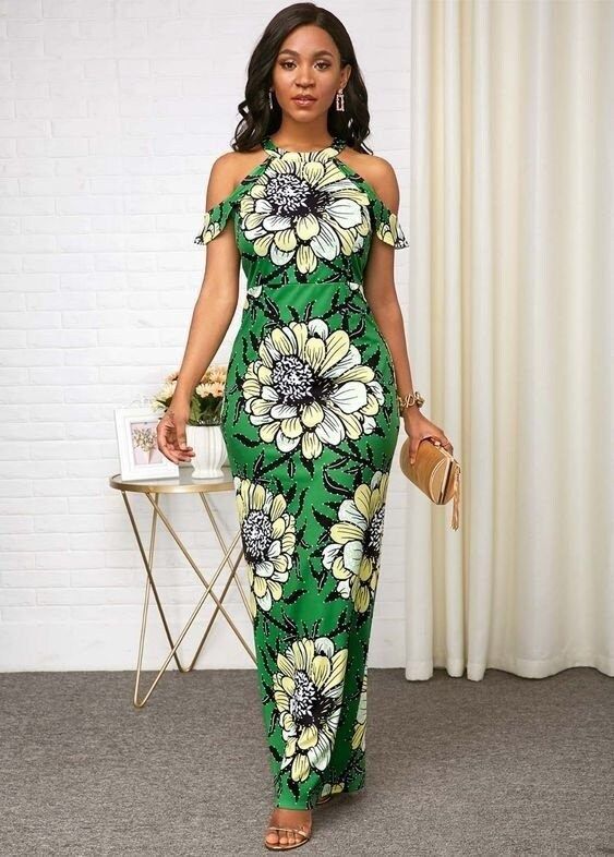 Ankara Dress Long, Elegant Ankara Styles, Cold Shoulder Sleeves, Long African Dresses, Party Pattern, Cold Shoulder Maxi Dress, Best African Dresses, African Wear Dresses, Afrikaanse Mode