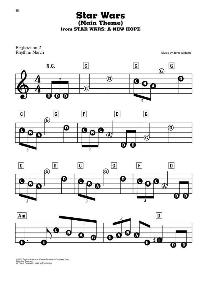 star wars sheet music with notes