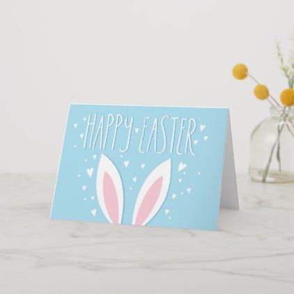 a blue card with an easter bunny's head on it