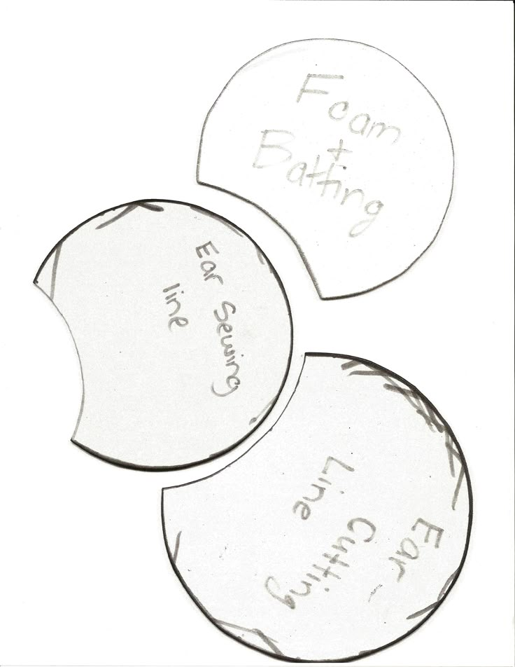 three circles with words written on them in black ink, and one has an apple