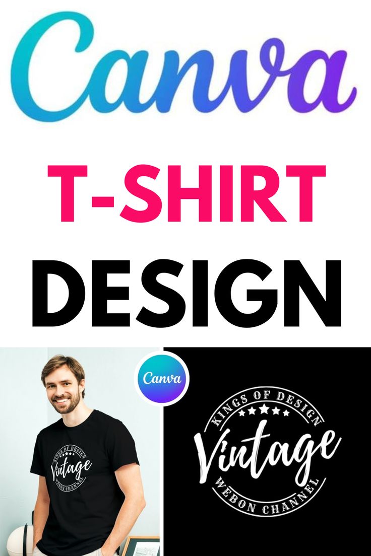 a man sitting on top of a chair in front of a sign that says canva t - shirt design