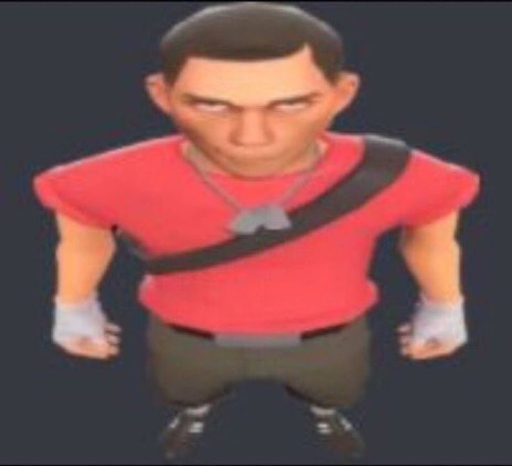 an animated man wearing a red shirt and black pants with his hands on his hips