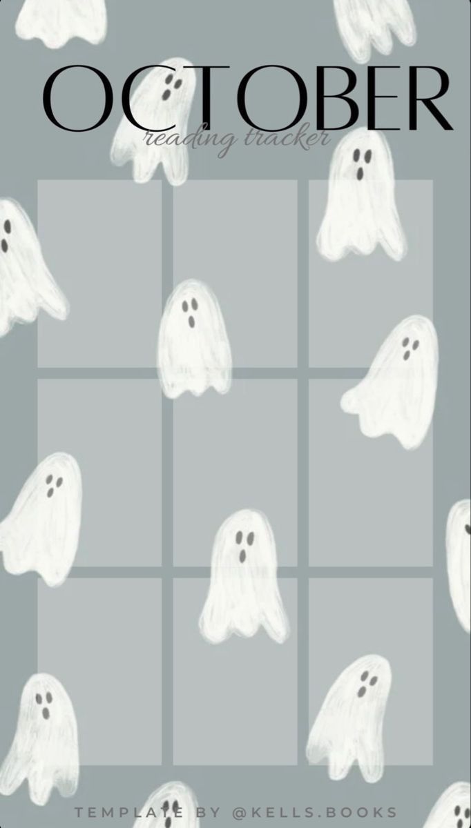 a book cover with white ghost faces on it and the words october written in black