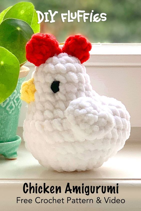 Free chicken crochet pattern Sew Plushies, Chicken Crochet Pattern, Chicken Crochet, Easy Crochet Animals, Crochet Chicken, Crochet Animals Free Patterns, Crochet Design Pattern, Crochet Amigurumi Free Patterns, Beginner Crochet Projects