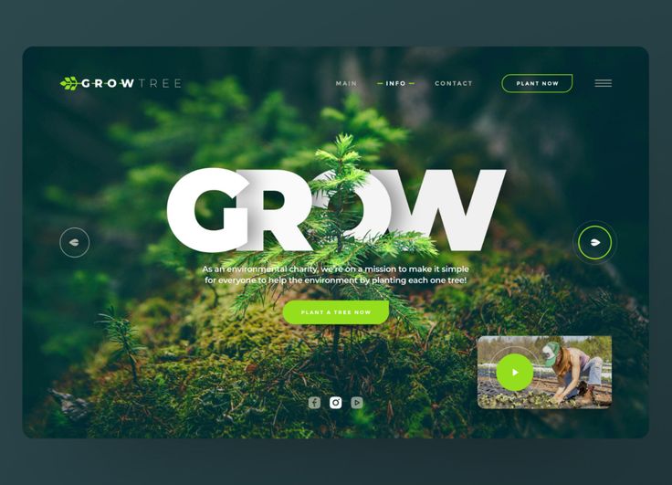 the word grow is displayed on top of a website page with an image of a plant