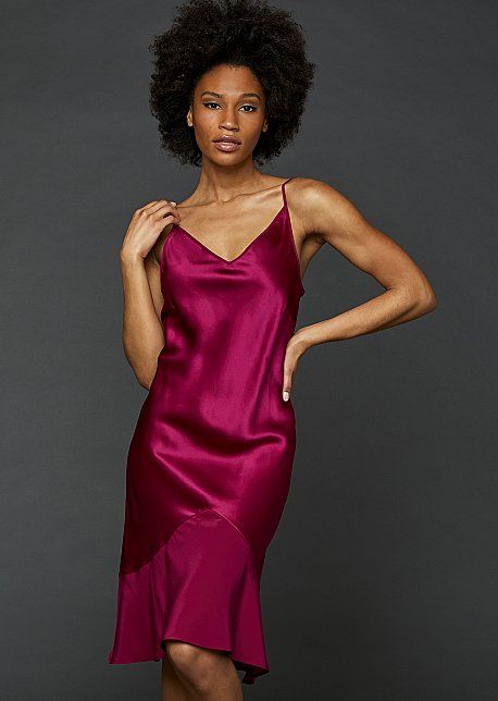 Chic Silk Night Dress, Silk V-neck Gown For Wedding Night, Elegant Silk Midi Dress For Night, Glamorous Silk V-neck Gown, Silk Gown With Satin Finish For Night Out, Chic Satin Finish Night Dresses, Chic Night Dresses With Satin Finish, Chic Satin Finish Dresses For Night, Chic Dresses With Satin Finish For Night