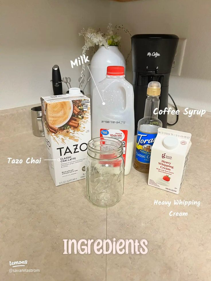 ingredients needed to make an iced coffee drink