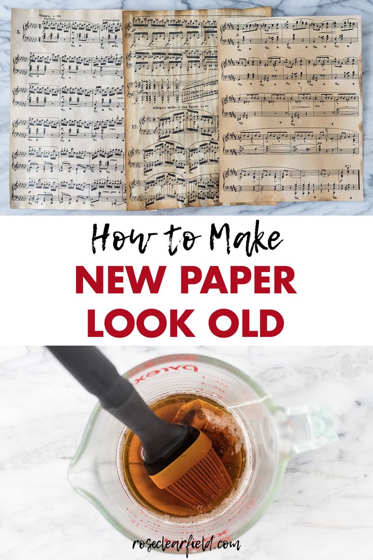 how to make new paper look old with music sheets in the background and text overlay