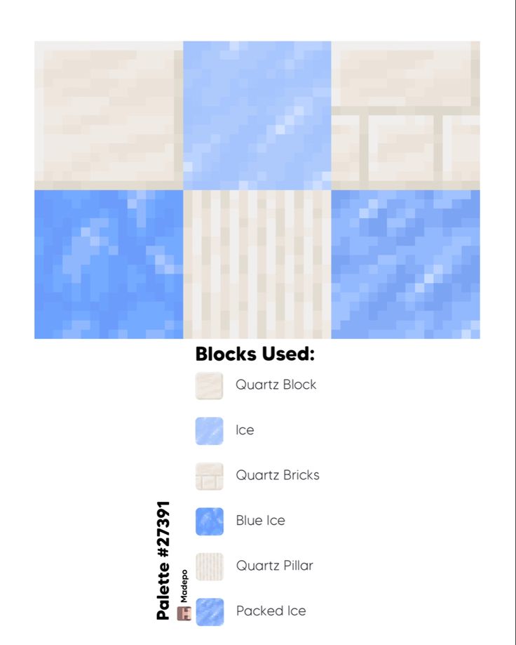 the back side of a computer screen showing blocks used in different colors and sizes, including blue