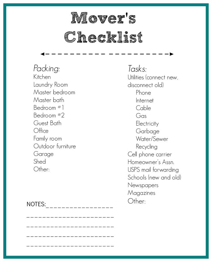 a printable mover's checklist with the words moving and other things to do