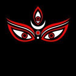 an artistic red and white mask with eyes on black background stock photo - budget conscious