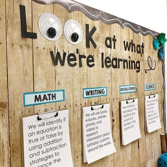 a bulletin board that has been decorated with magnets and eyeballs on the wall