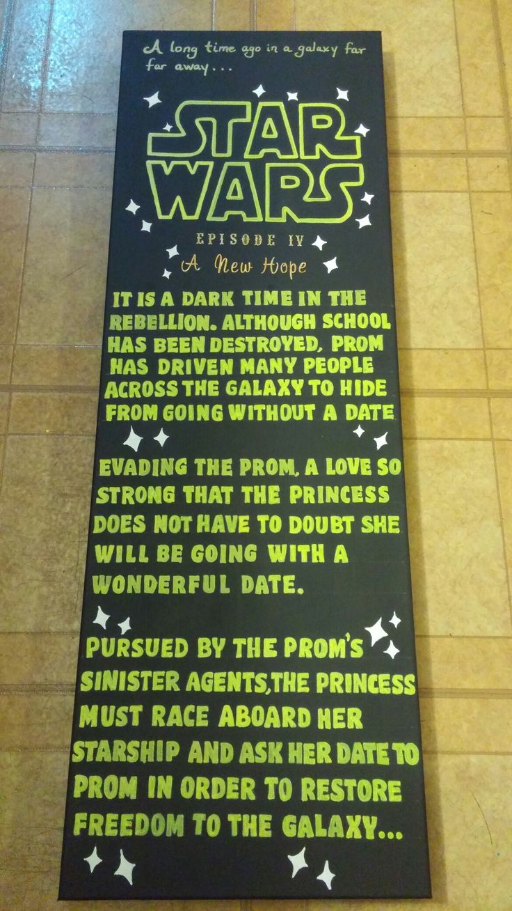 a star wars poster on the floor in front of a tiled wall with words written below it