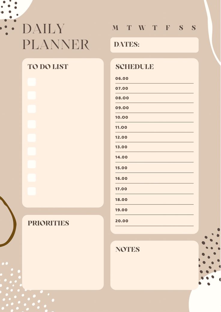 a daily planner is shown with dots and lines