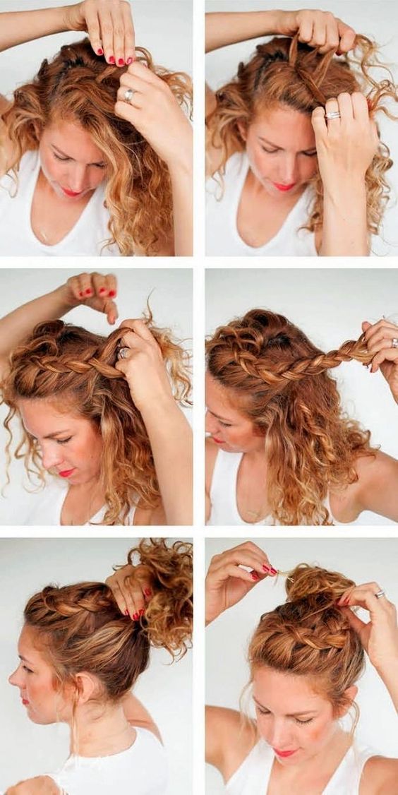 Blond Cenușiu, Hair Knot Tutorial, Jerry Curl Hair, Curly Hair Braids, Top Knot Hairstyles, Vlasové Trendy, Curly Hair Updo, Curly Hair Inspiration, Curly Hair With Bangs