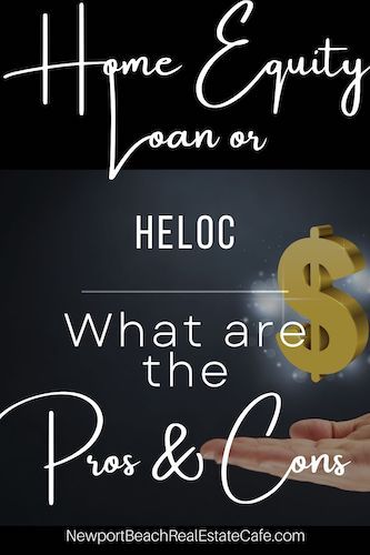 a hand holding a dollar sign with the words home equity loan or help what are the pros and cons?