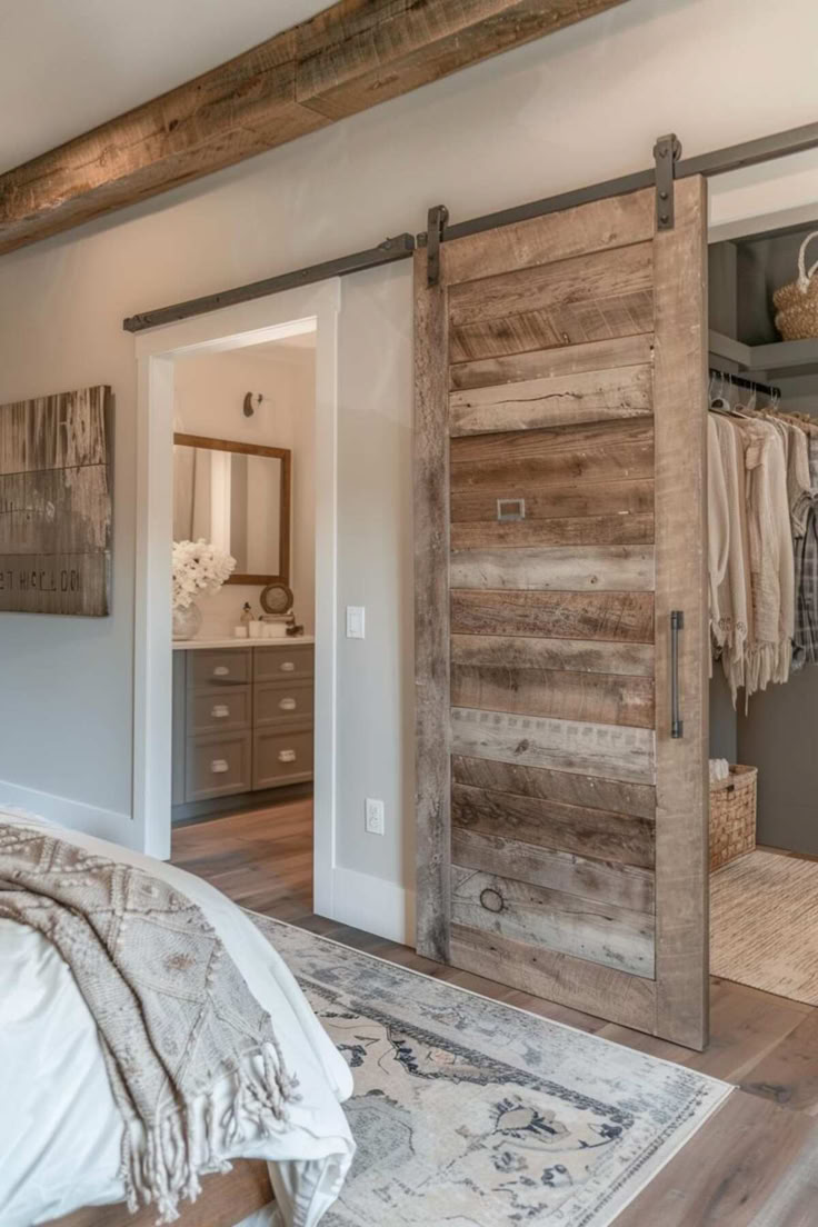 40 Warm and Cozy Rustic Bedroom Ideas Bedroom Ideas Wooden Floor, Master Bedrooms Decor Cozy Relaxing Farmhouse, Hobo Interior Design, Master Sweet Bedroom Ideas, House Design Master Room, Modern Country Farmhouse Bedroom, Rustic Bedroom Doors, Low Ceiling Bedroom Master Suite, Farmhouse Bedroom Master