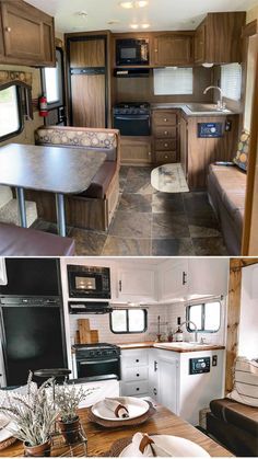 the interior and exterior of a mobile home