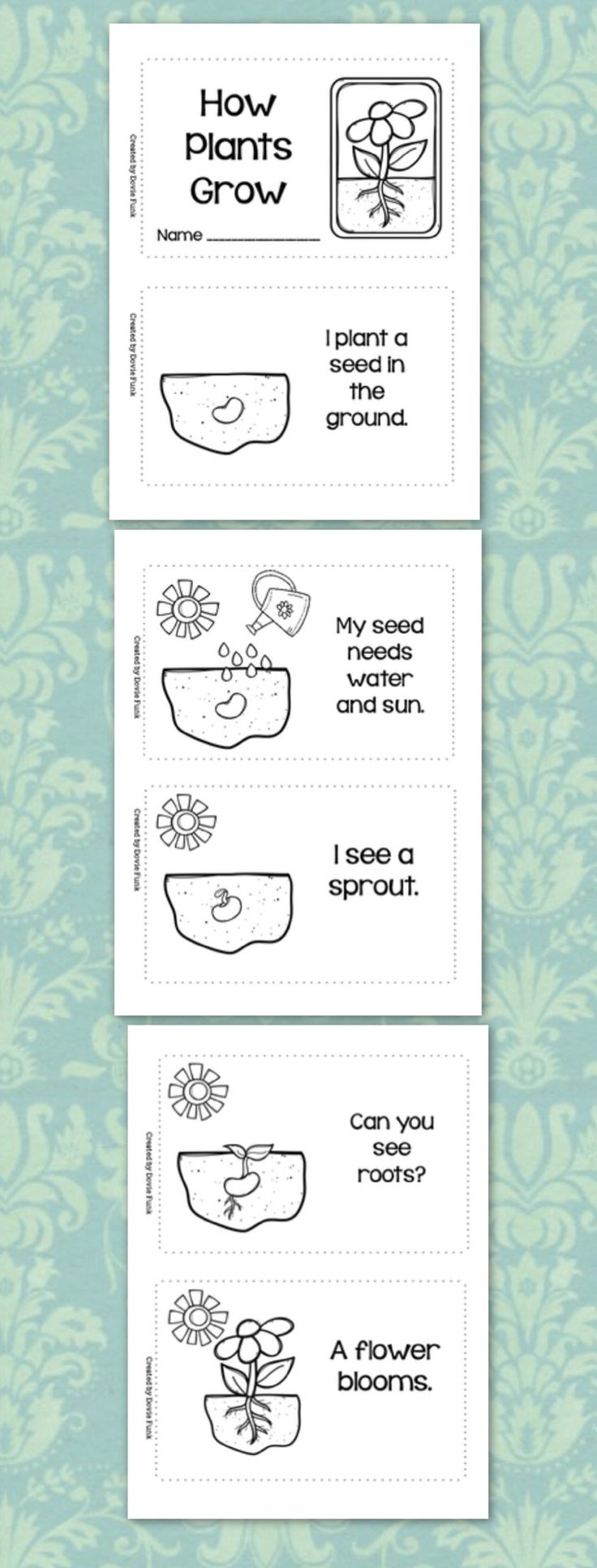 two printable bookmarks showing how plants grow