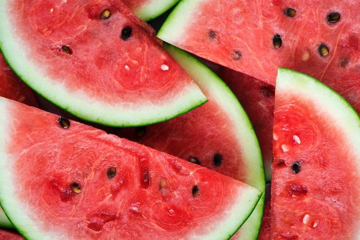 slices of watermelon are shown in close up