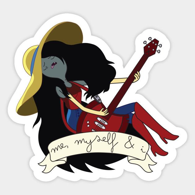 a girl with a hat and guitar sticker