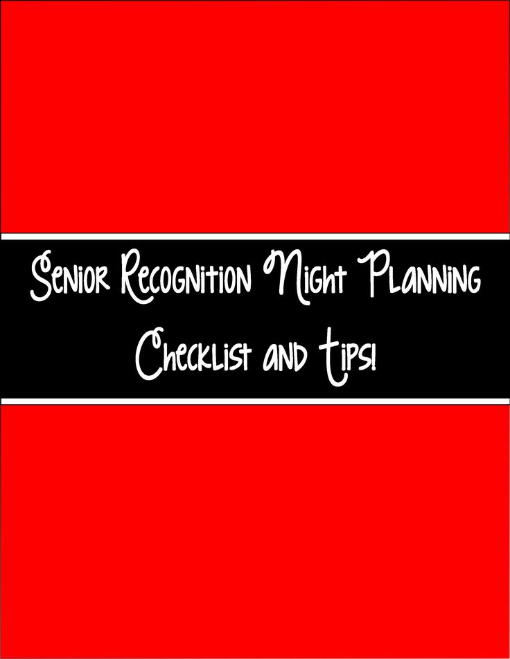 a red and black striped background with the words senior recognition night planning checklist and tips