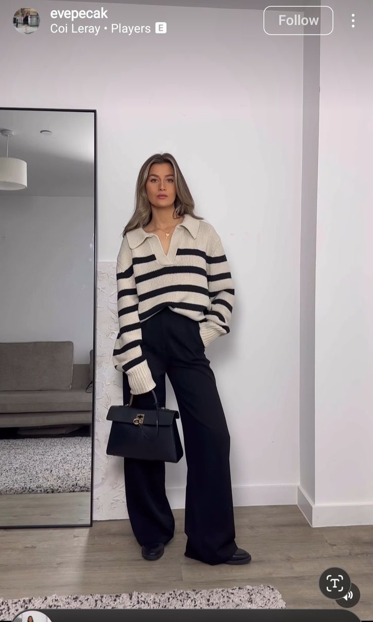 Striped Sweater Outfit, Winter Fashion Outfits Casual, Outfit Chic, Uni Outfits, Corporate Outfits, Business Casual Outfits For Work, Mode Casual, Stylish Work Outfits, Casual Work Outfits