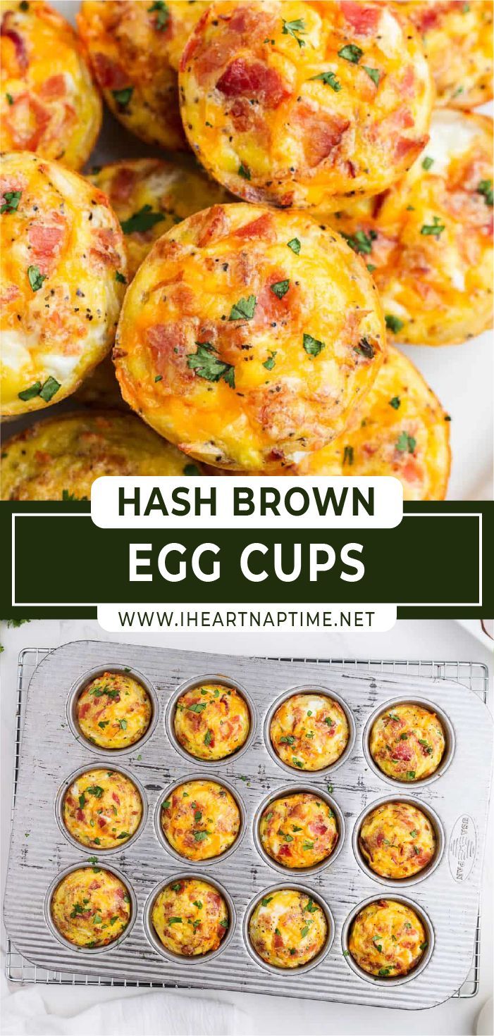 egg cups with hash browns in them and the title overlay reads hash browns egg cups