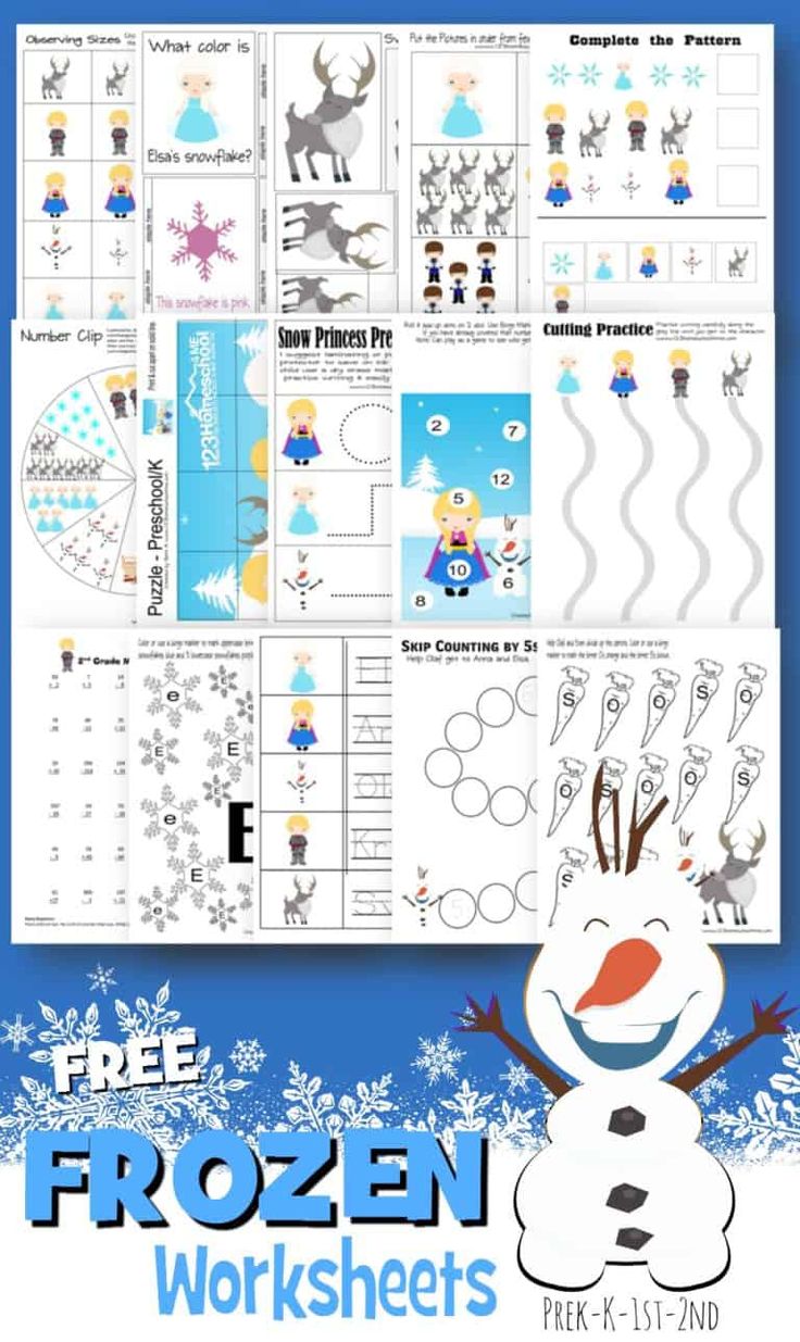 the frozen snowman worksheet is shown with text that reads, free printable winter