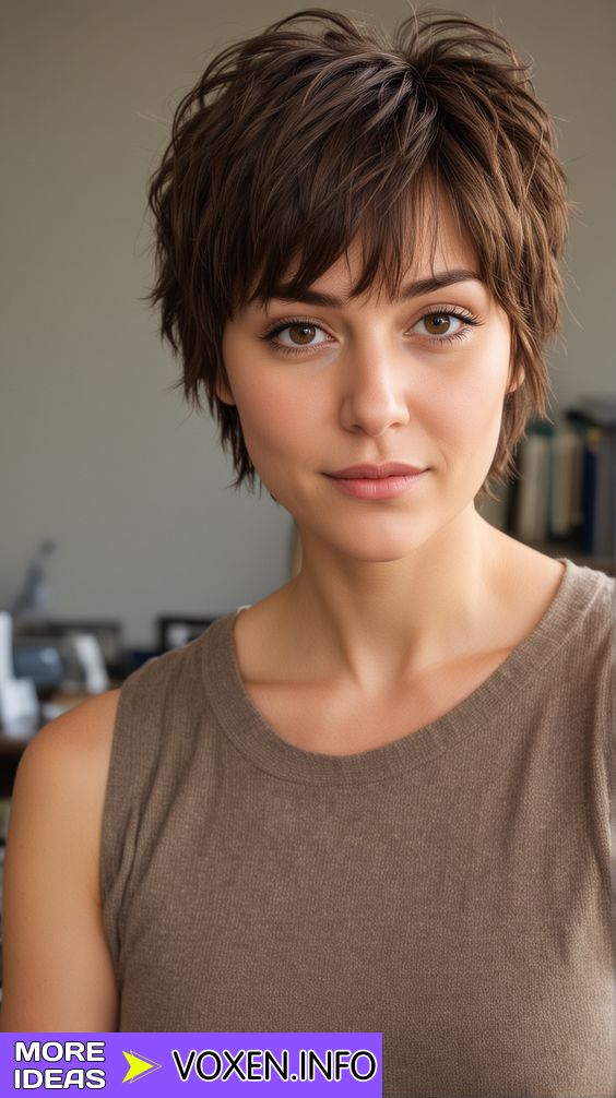 23 Discover the Best Pixie Shag Haircut Styles for 2024 Layered Haircut With Side Bangs, Pixie Shag Haircut, Pixie Shag, Short Shaggy Haircuts, Short Shag Haircuts, Shaggy Short Hair, Swept Bangs, Short Shag Hairstyles, Soft Face