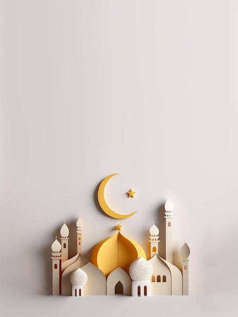 a paper cut out of the shape of a mosque with a crescent and star on top