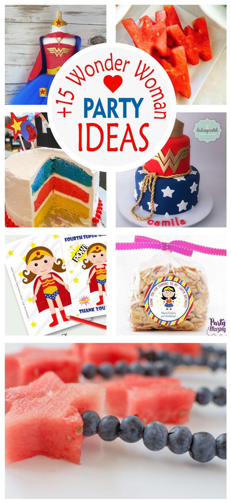 a collage of different pictures with the words wonder woman and party ideas on them