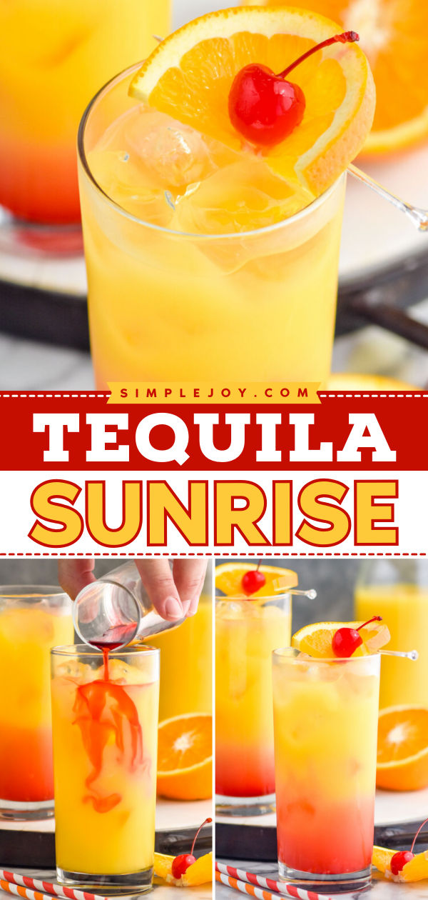 My Tequila Sunrise is the perfect ratio of orange juice, grenadine, and tequila. You will love this simple and delicious classic cocktail. Tequila Sunrise Drink, Tequila Sunrise Recipe, Best Tequila, Classic Cocktail Recipes, Tequila Drinks, One Pot Dinners, Tequila Sunrise, Tequila Cocktails, Delish Recipes