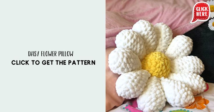 there is a crochet flower on the bed with text overlay that reads, diy tissue pillow click to get the pattern