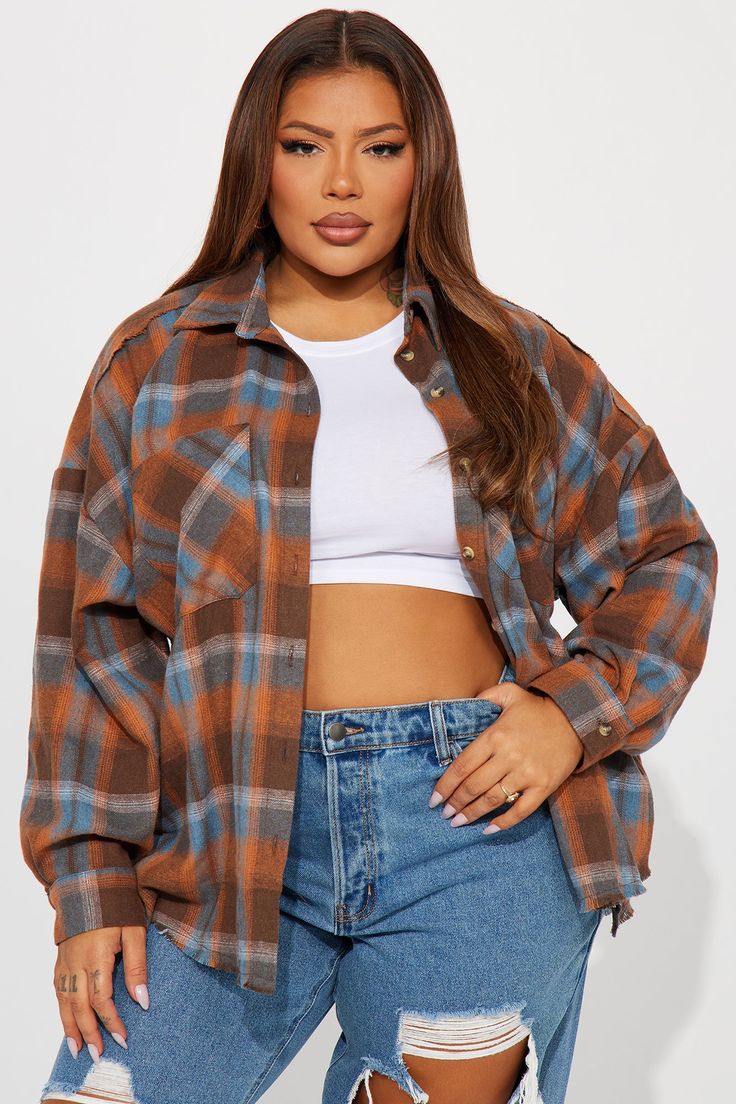 Available In Brown Combo. Plaid Shirt Long Sleeve Button Down Collar 2 Front Pockets Frayed Hem High Low Non Stretch Oversized 50% Cotton 50% Polyester Imported | Leilani Plaid Shirt in Brown size XS by Fashion Nova Casual Brown Tops With Button Closure, Casual Brown Top With Button Closure, Trendy Oversized Brown Shirt, Brown Collared Flannel Shirt With Buttons, Plaid Tops With Button Closure And Relaxed Fit, Oversized Brown Tops With Buttons, Plaid Top With Button Closure And Relaxed Fit, Oversized Plaid Top With Buttons, Trendy Plaid Button-up Tops