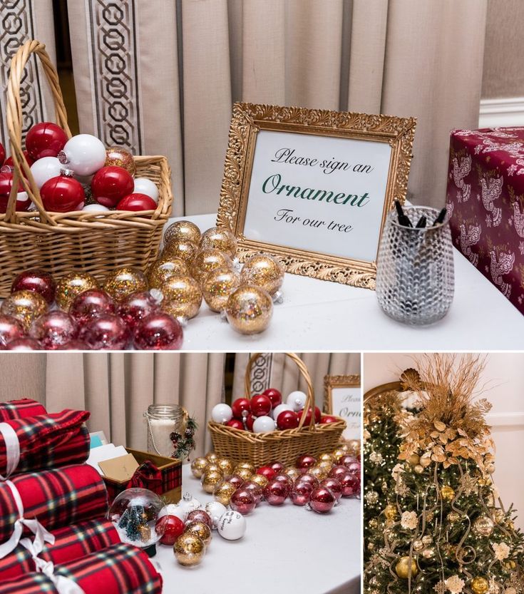 christmas decorations and gifts are on display at the event