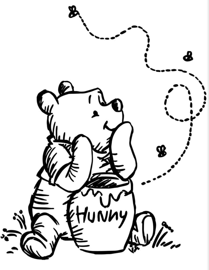 a black and white drawing of an elephant sitting in a bucket with the word humm on it