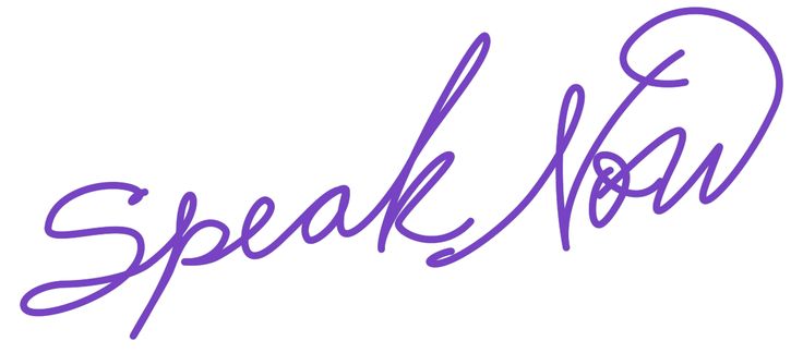 the word speak now written in purple ink