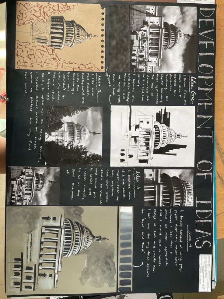 an open book with black and white photos on it, including the words london written in cursive writing