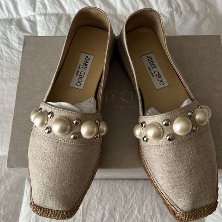 Jimmy Choo Espadrilles Jimmy Choo Heels, Slip On Espadrilles, Tan Wedges, Cork Wedges Sandals, Platform Espadrilles, Leather Espadrilles, Greek Sandals, Platform Wedge Sandals, Jimmy Choo Shoes