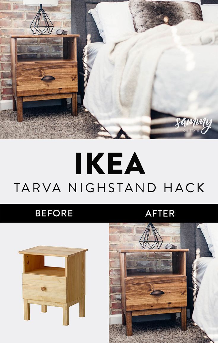 the before and after shots of ikea's tarava night stand hacket