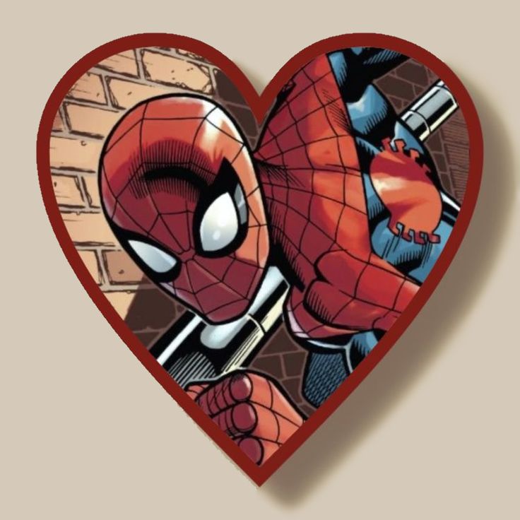 a heart shaped box with a spiderman cartoon on it