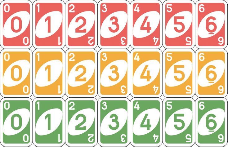 the numbers are arranged in different colors and sizes, including green, red, yellow, and white