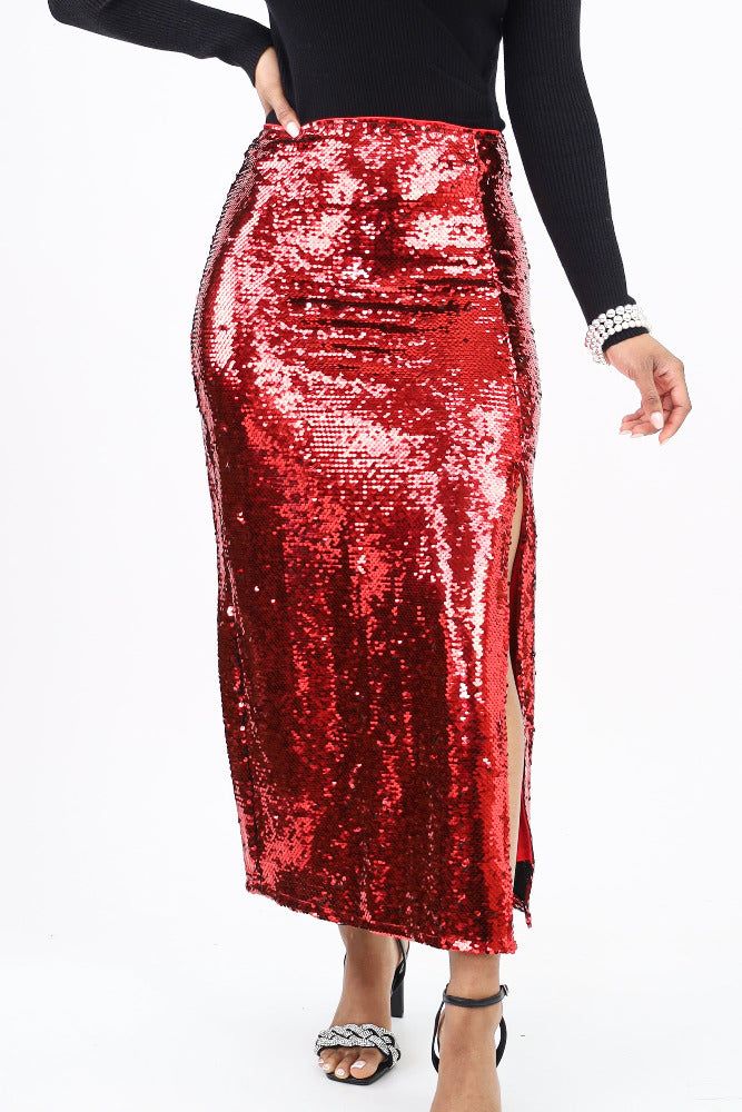 Step into the spotlight with our Side Slit Sequin Midi Skirt, featuring captivating sequin detailing and a stylish side slit for a glamorous and trendy ensemble that commands attention. Perfect for making a statement at any special event or night out on the town. Additional Information Style: Elegant, Semi-Formal, Winter Features: Sequin, Slimming Effect, Slip-On, Slit Occasion: Cocktail/Party, Concert/Festival, Fancy, Night Out Length: Midi Pattern: Sequin, Solid Material & Care Sheer: No, line Sequin Midi Skirt, Concert Festival, Bootie Sandals, Flannel Jacket, Curvy Dress, Long Sleeve Knit Tops, Style Elegant, Mini Dress Party, Long Sleeve Knit