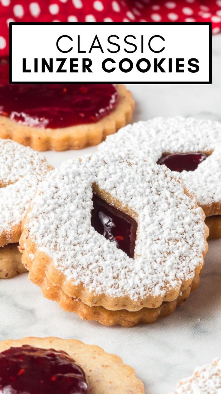 Traditional Linzer Cookies are rich, buttery cookies beautifully accentuated by almonds, fruit preserves, and cinnamon. Cut out in all sorts of fun shapes and filled with your choice of jam filling, Linzer cookies deserve a starring role on your Christmas cookie platter! Linzer Tart Cookies, Raspberry Linzer Cookies, Linzer Tart, Nutella Chocolate Chip Cookies, Linzer Cookies Recipe, Linzer Cookies, Easy Christmas Cookie Recipes, Blueberry Breakfast, Christmas Cookies Easy