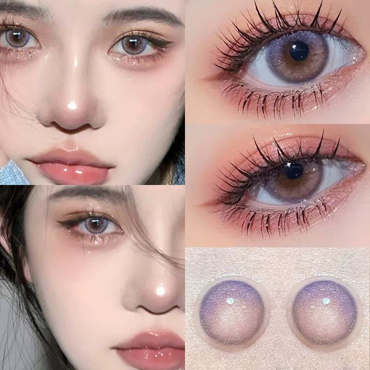 Purple Eyes Contacts, Purple Colored Contacts, Contact Lenses Aesthetic, Purple Eye Contacts, Purple Contact Lenses, Korean Contact Lenses, Pretty Eyes Color, E Girl Makeup, Best Contact Lenses