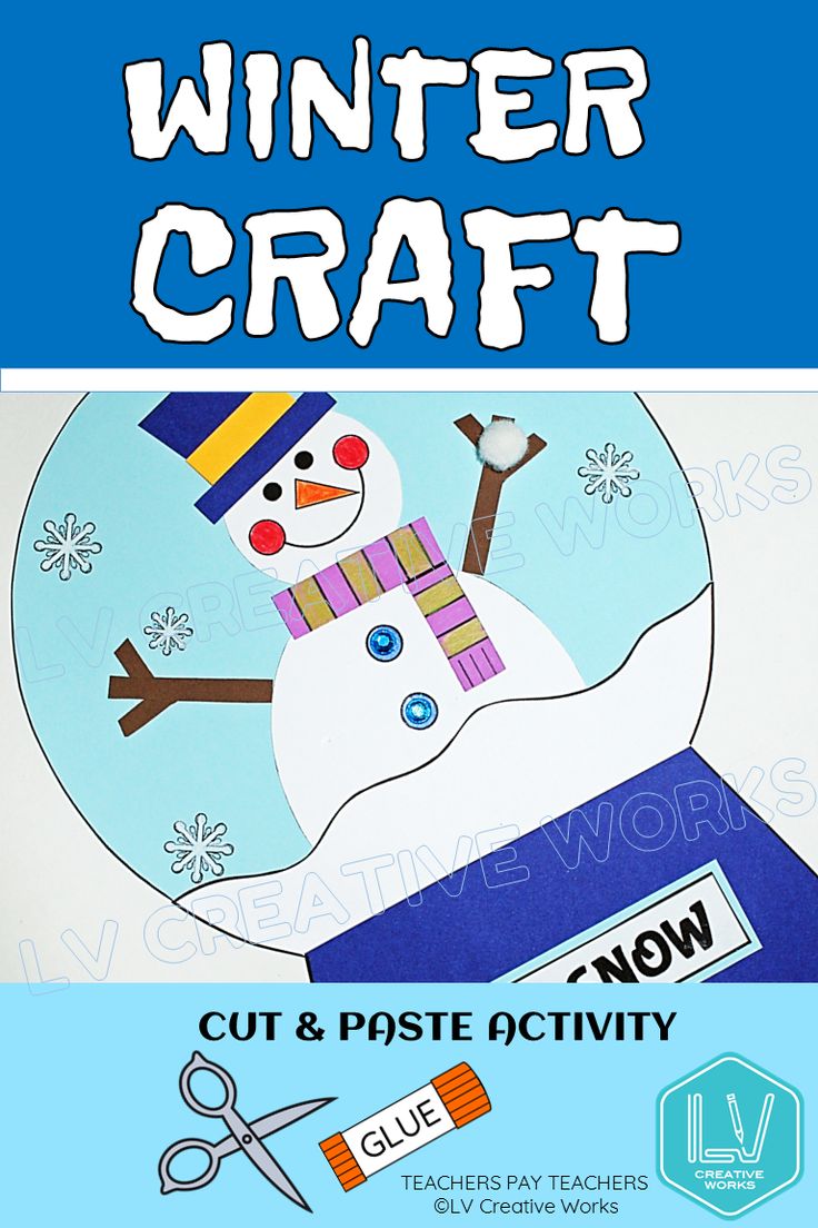 an image of a snowman made out of paper and scissors with the words winter craft cut and paste activity