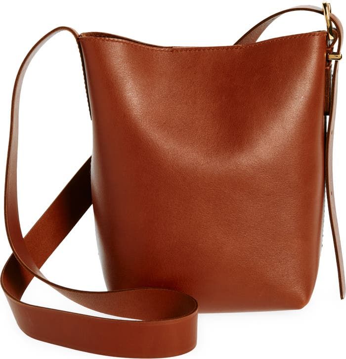 Madewell The Essential Mini Bucket Tote | Nordstrom Brown Leather Bucket Bag For Work, Workwear Rectangular Bucket Bag With Removable Pouch, Rectangular Bucket Bag With Detachable Strap For Work, Rectangular Workwear Bucket Bag With Removable Pouch, Rectangular Bucket Bag With Removable Pouch For Work, Chic Fall Bucket Bag With Removable Pouch, Fall Rectangular Bucket Bag For On-the-go, Trendy Leather Bucket Bag With Gold-tone Hardware, Minimalist Crossbody Bucket Bag For Travel